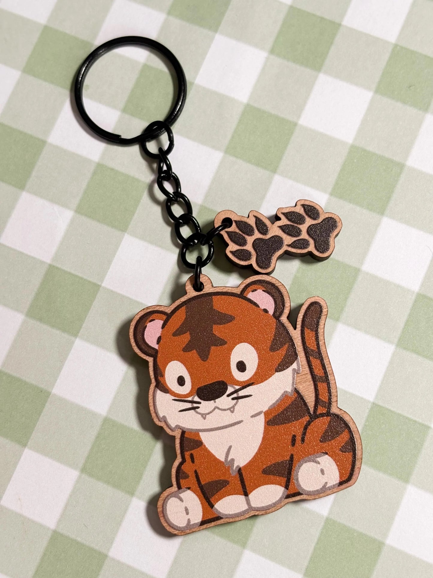 Tiger Wooden Keychain