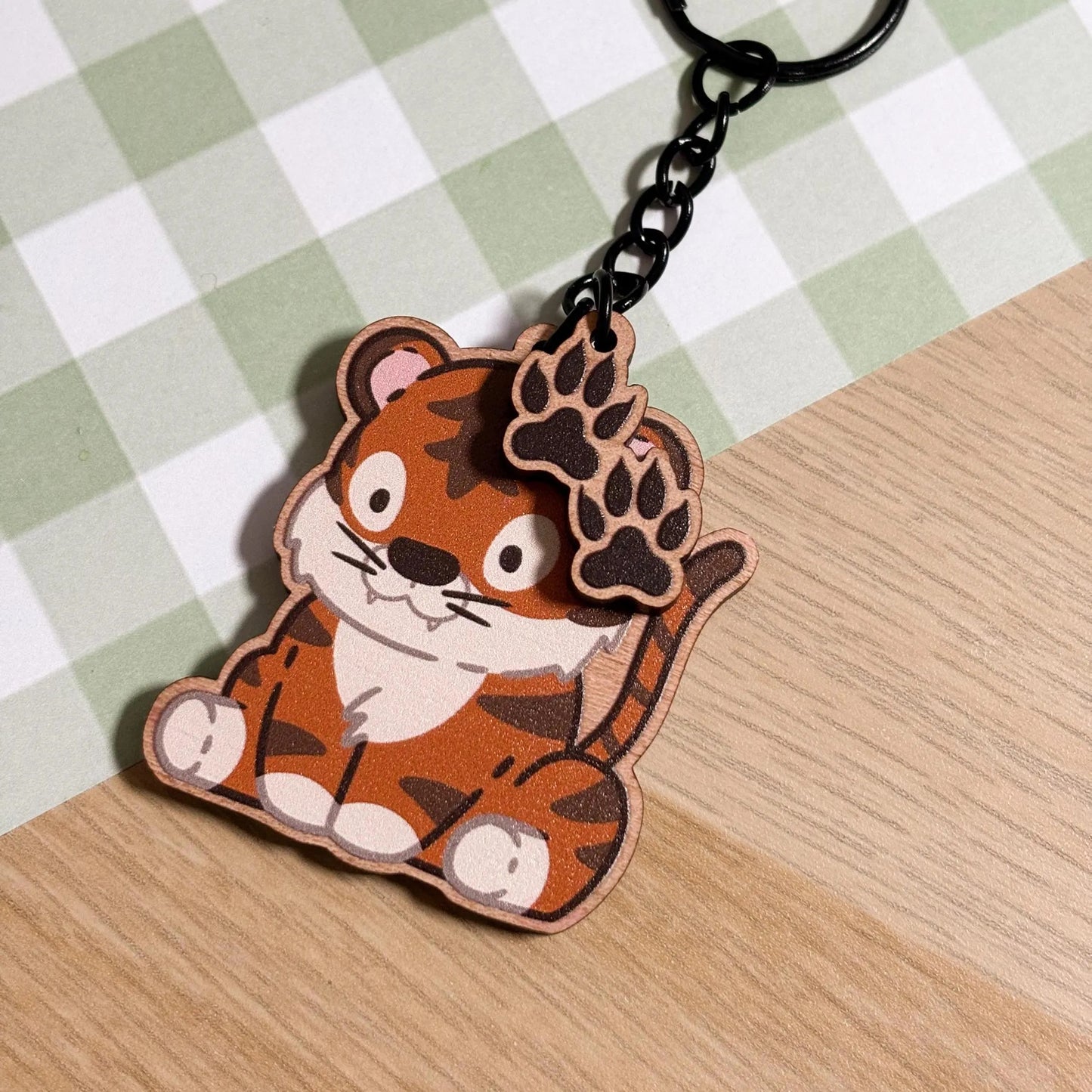 Tiger Wooden Keychain