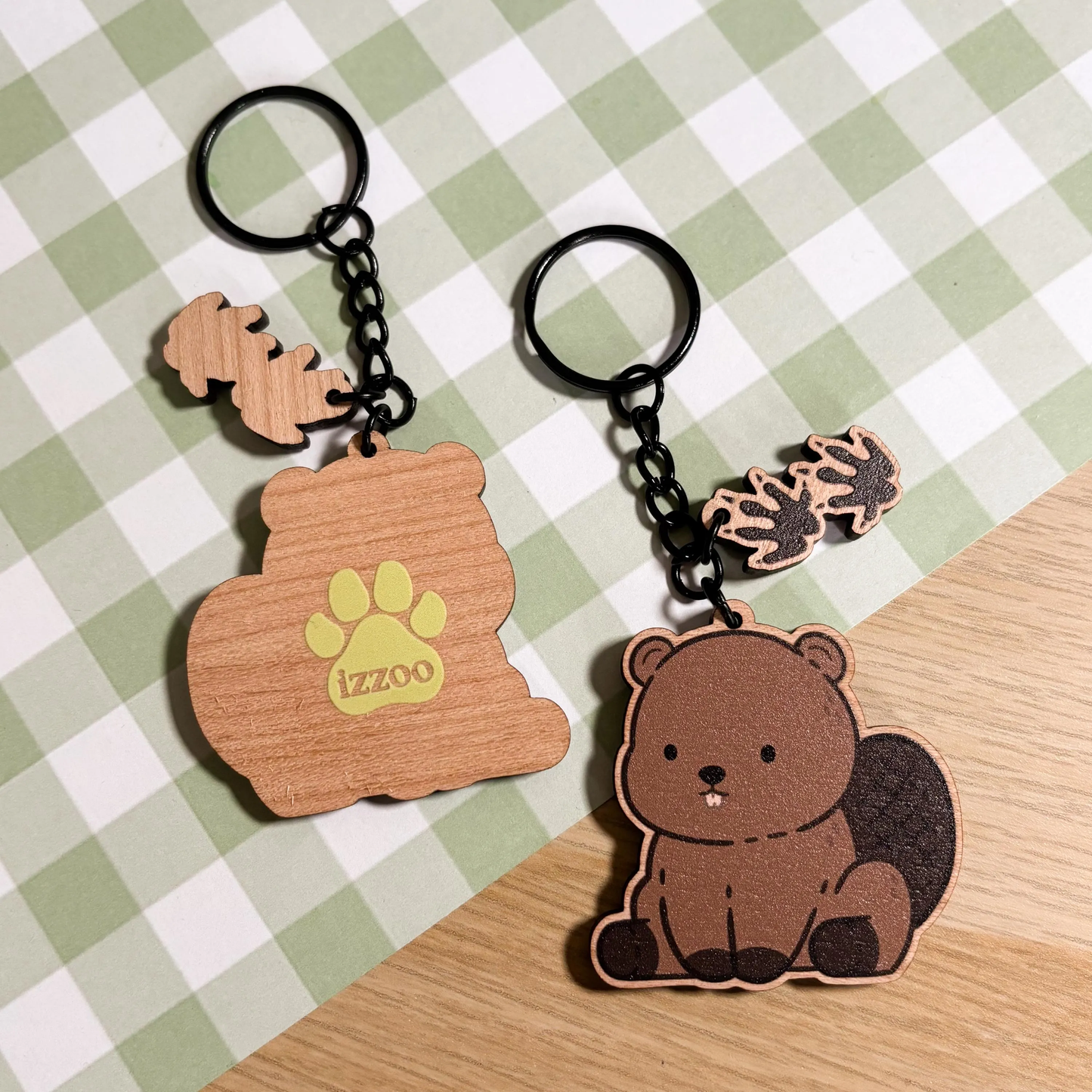 Beaver Wooden Keychain
