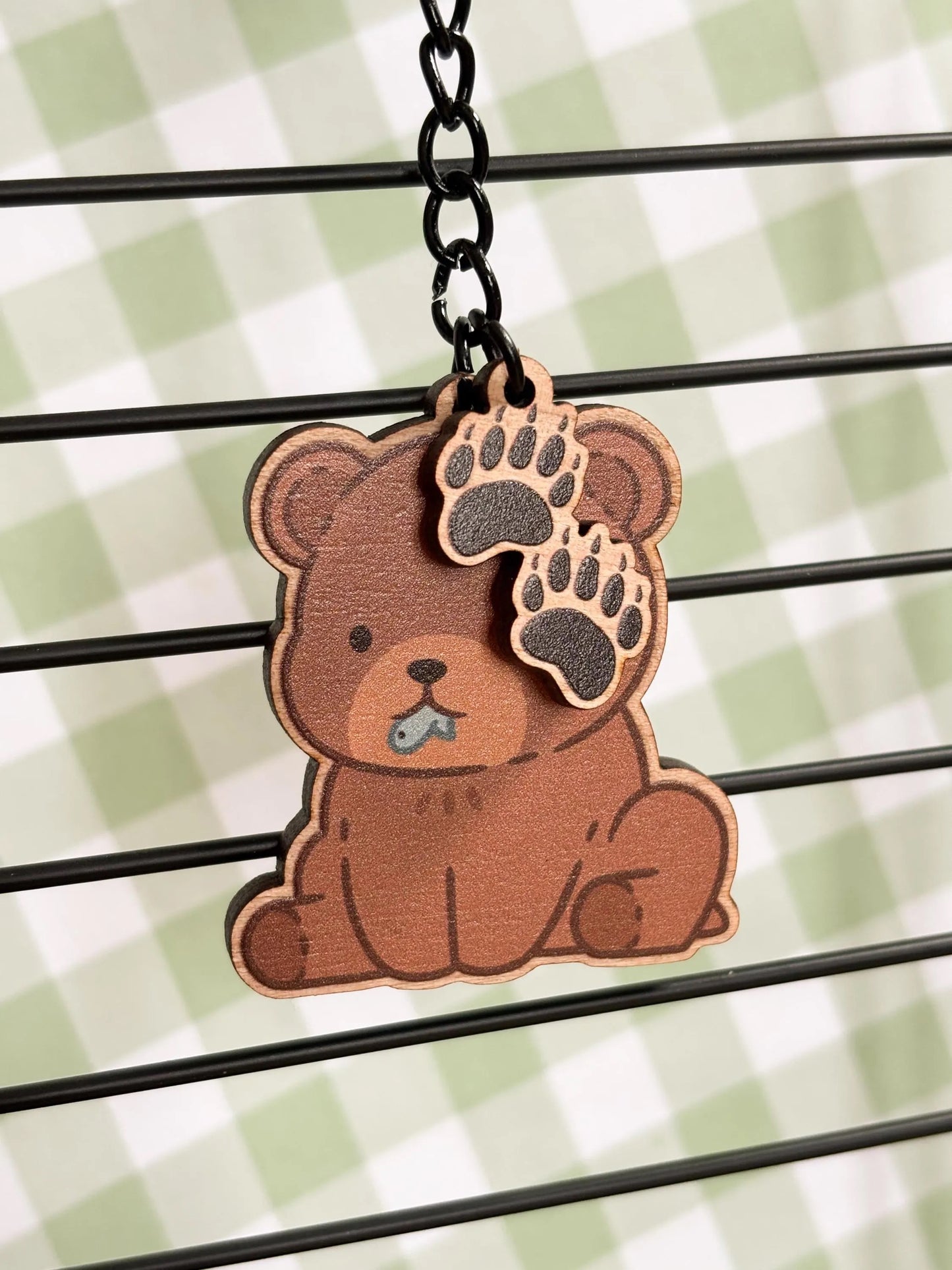 Brown Bear Wooden Keychain