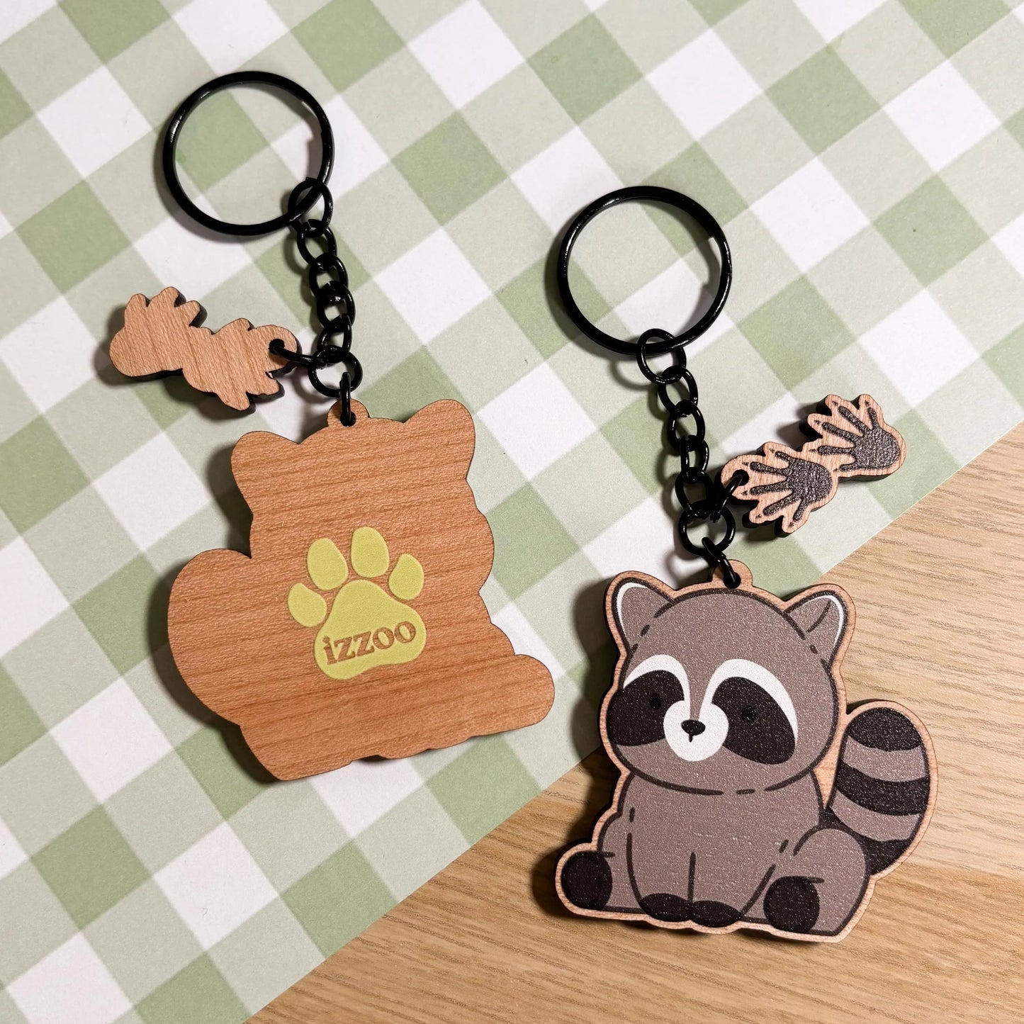 Raccoon Wooden Keychain