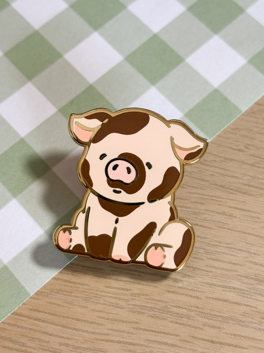 Muddy Pink Pig Enamel Pin