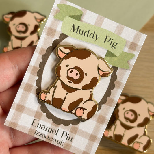 Muddy Pink Pig Enamel Pin