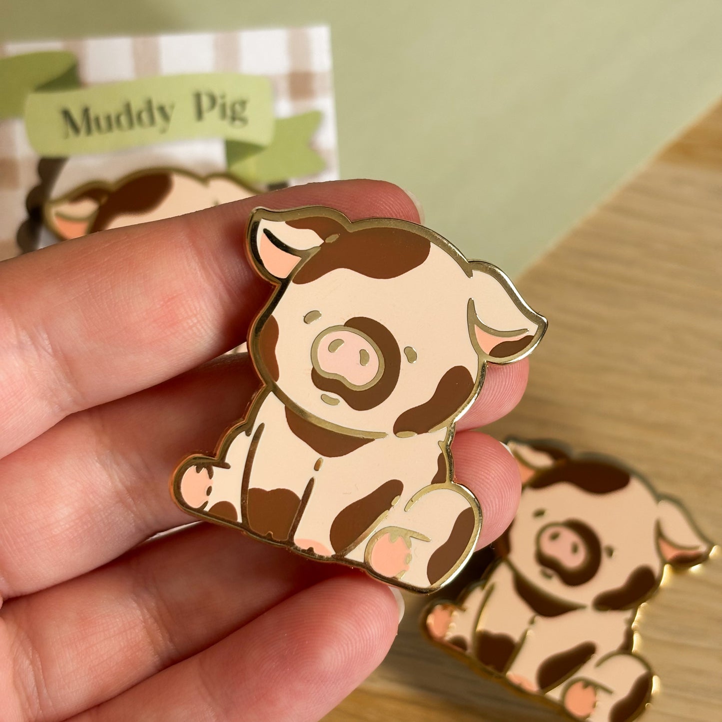 Muddy Pink Pig Enamel Pin