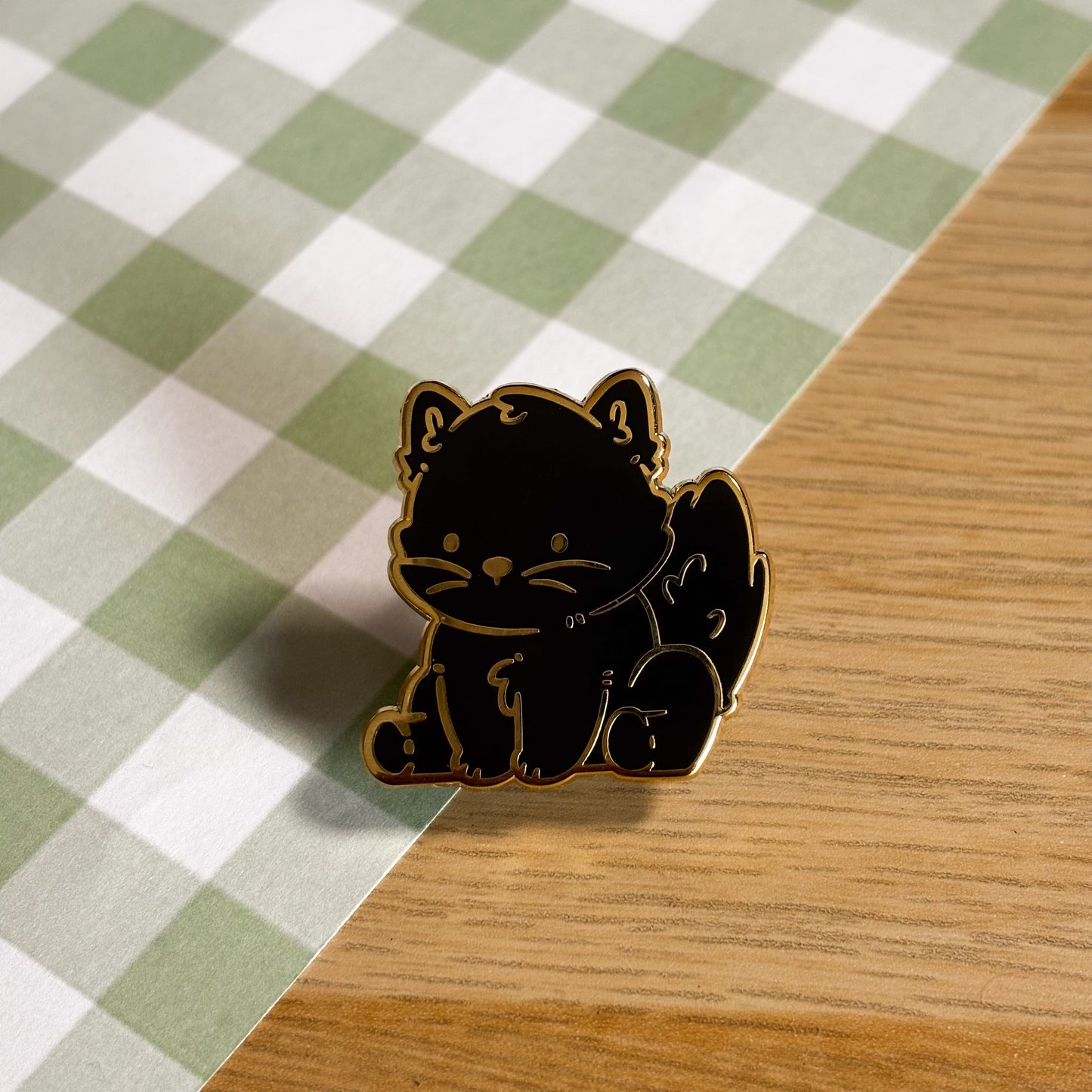 Black Fluffy Cat Enamel Pin