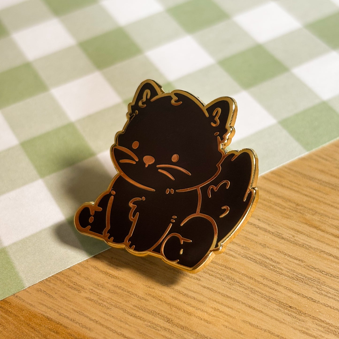 Black Fluffy Cat Enamel Pin