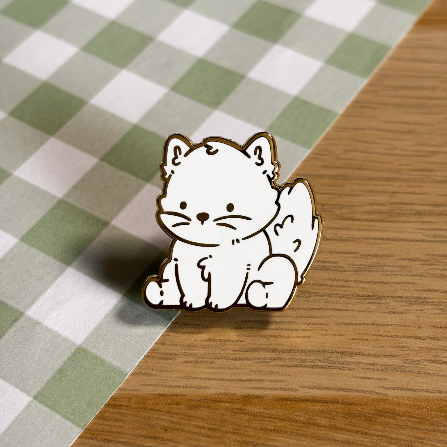 White Fluffy Cat Enamel Pin
