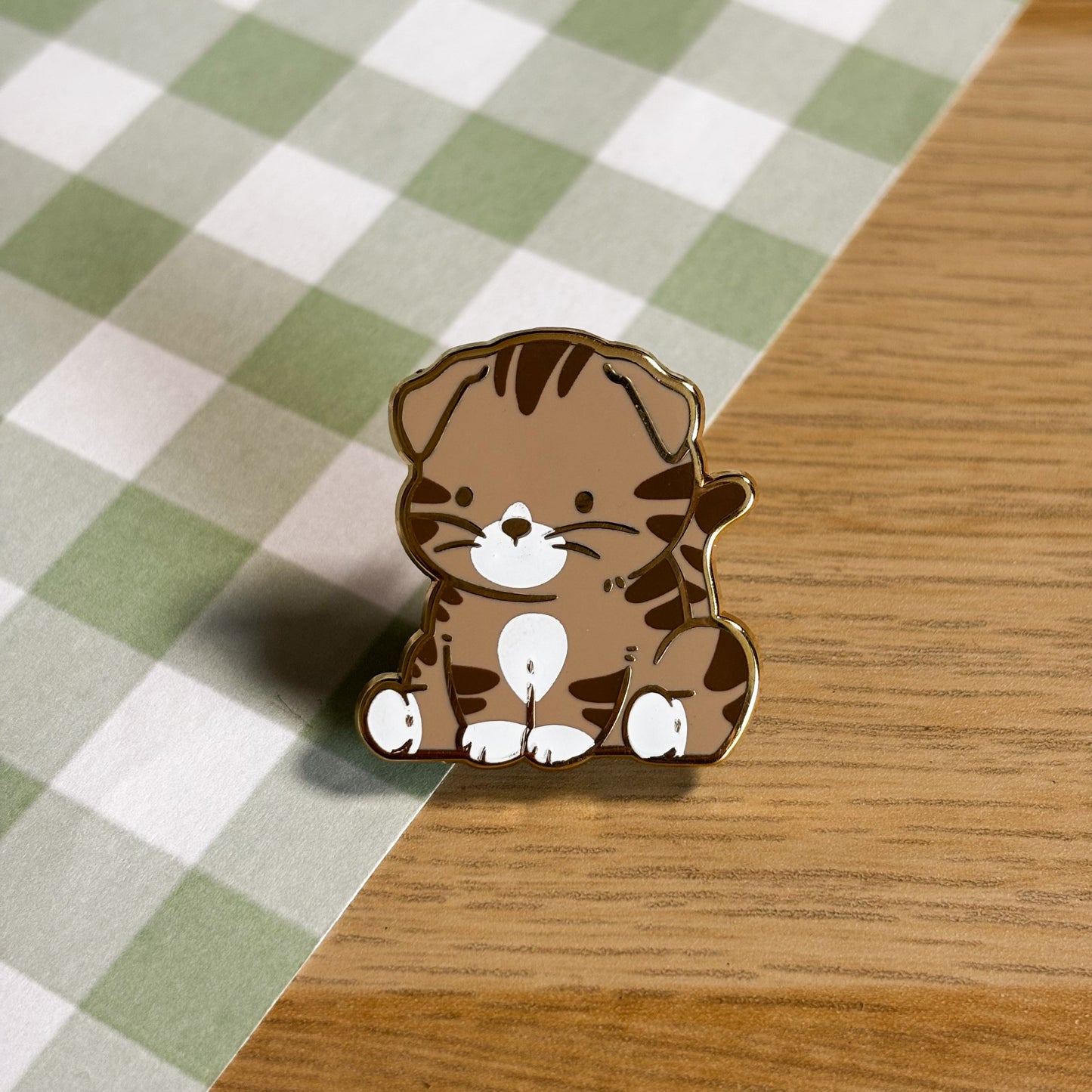 Grey Striped Scottish Fold Cat Enamel Pin
