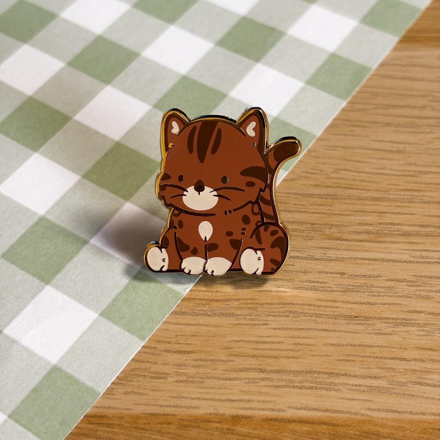 Brown Benagal Cat Enamel Pin