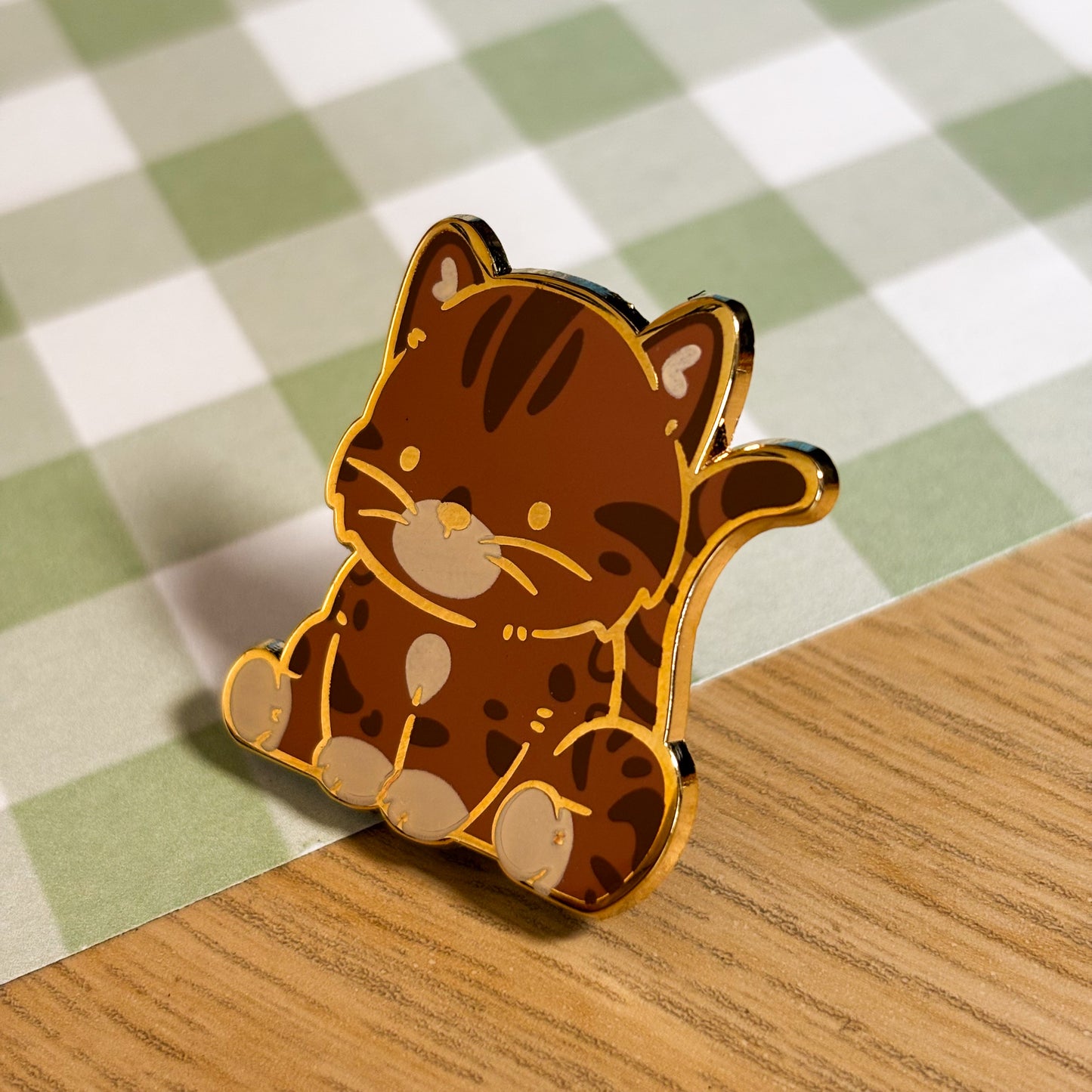 Brown Benagal Cat Enamel Pin