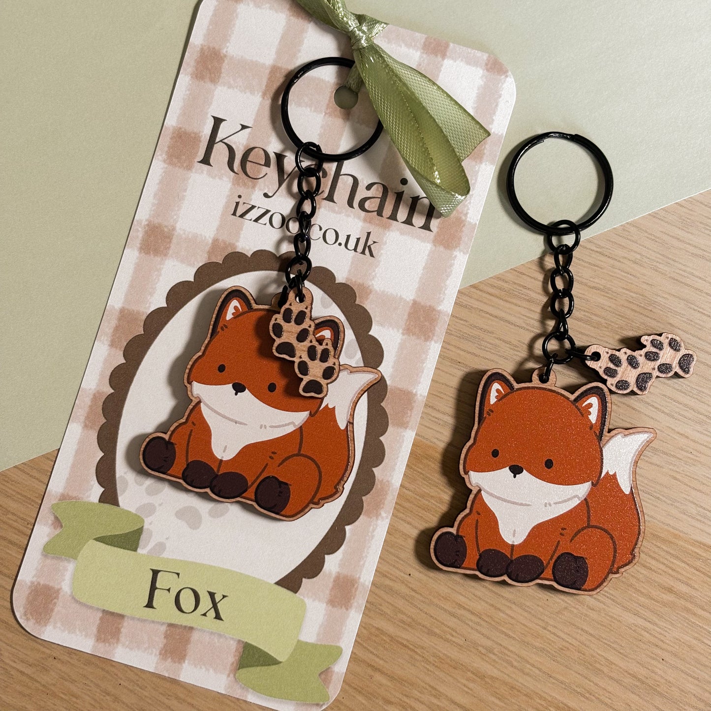 Fox Wooden Keychain