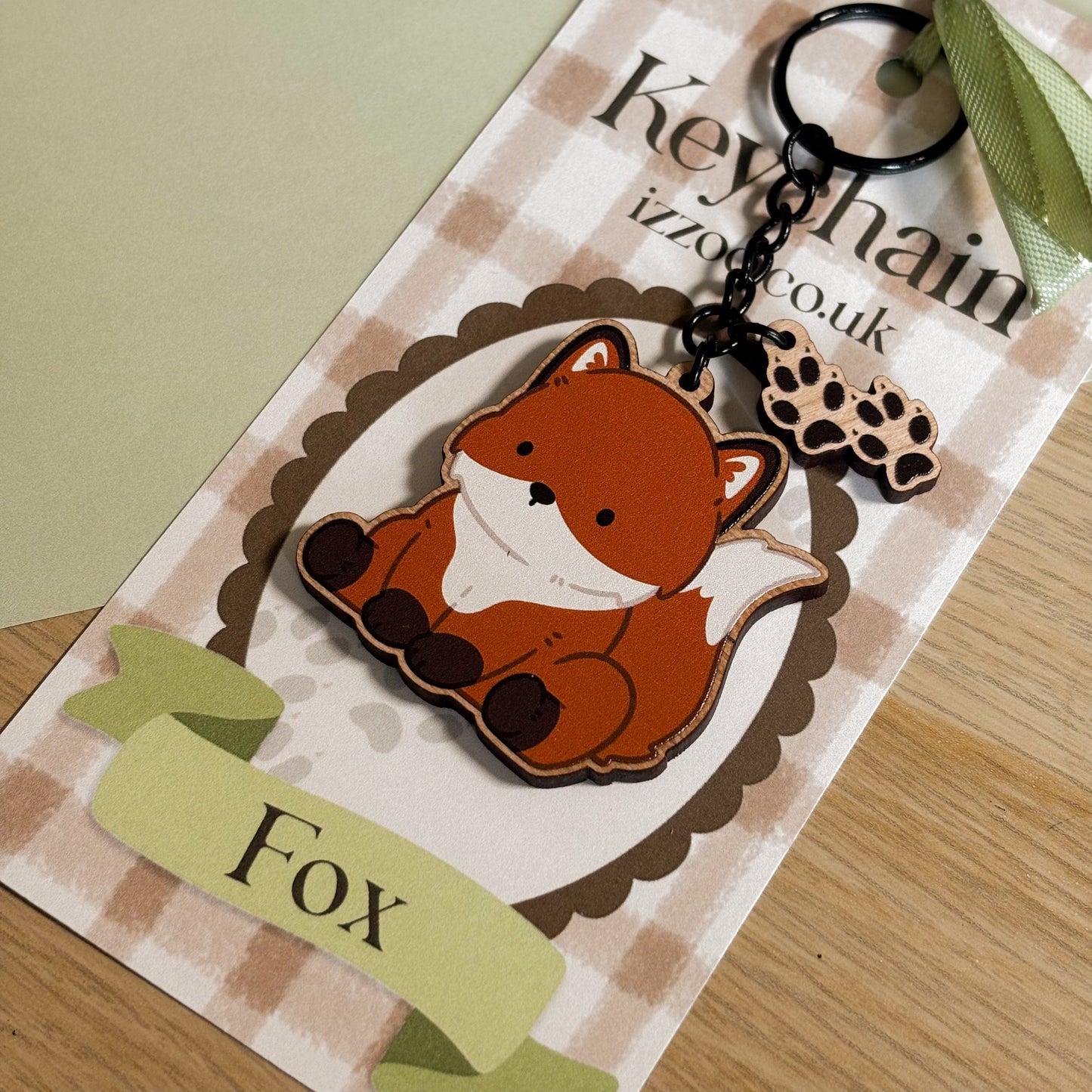 Fox Wooden Keychain
