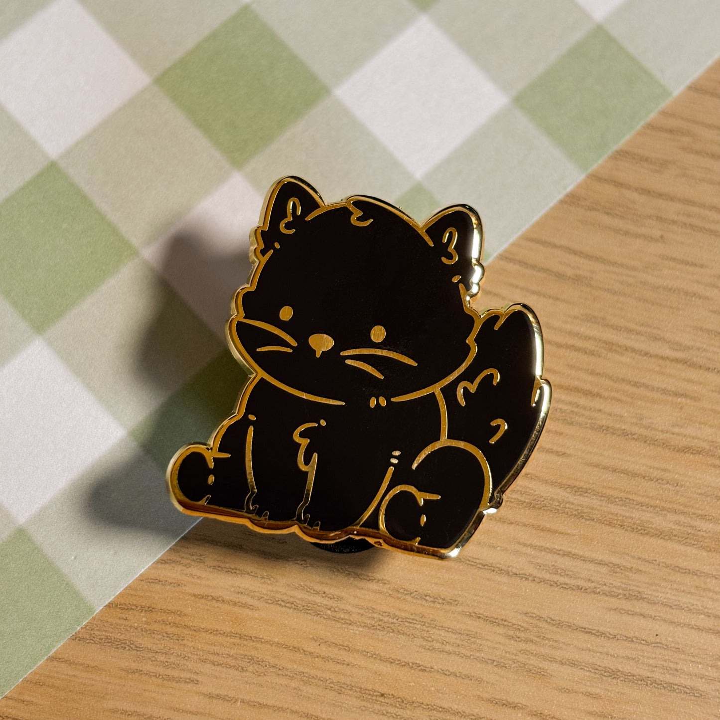 Black Fluffy Cat Enamel Pin