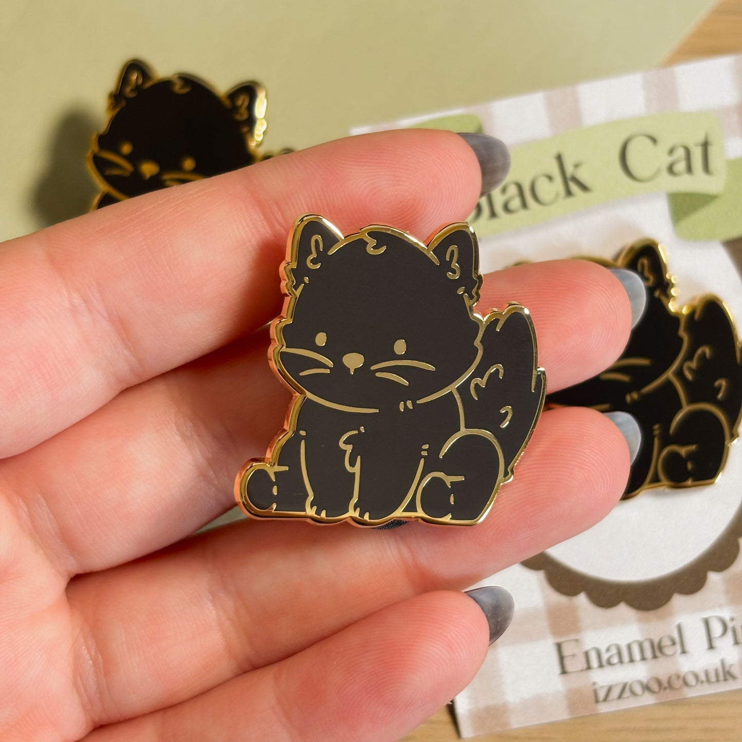 Black Fluffy Cat Enamel Pin