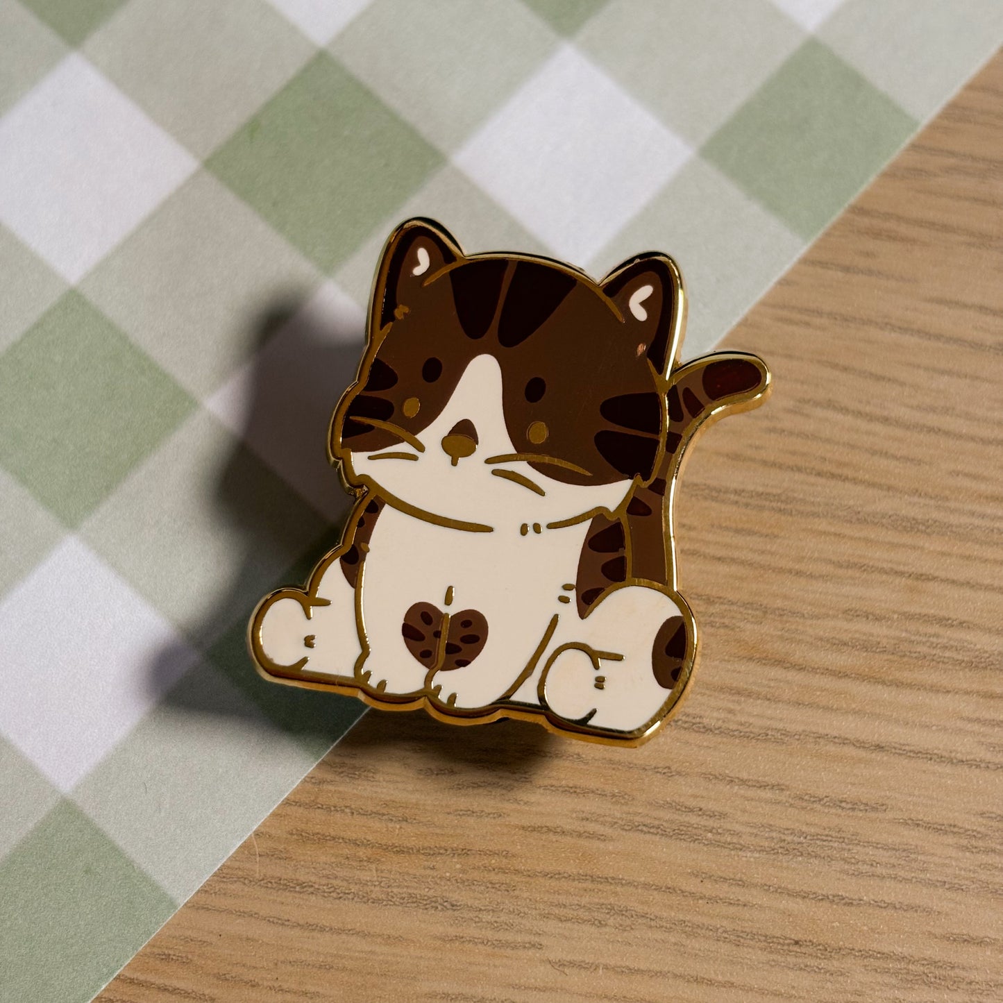 Brown Patched Tabby Cat Enamel Pin
