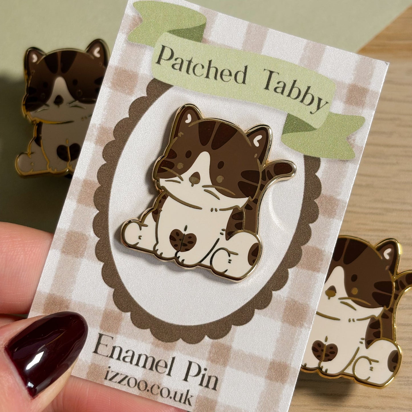 Brown Patched Tabby Cat Enamel Pin