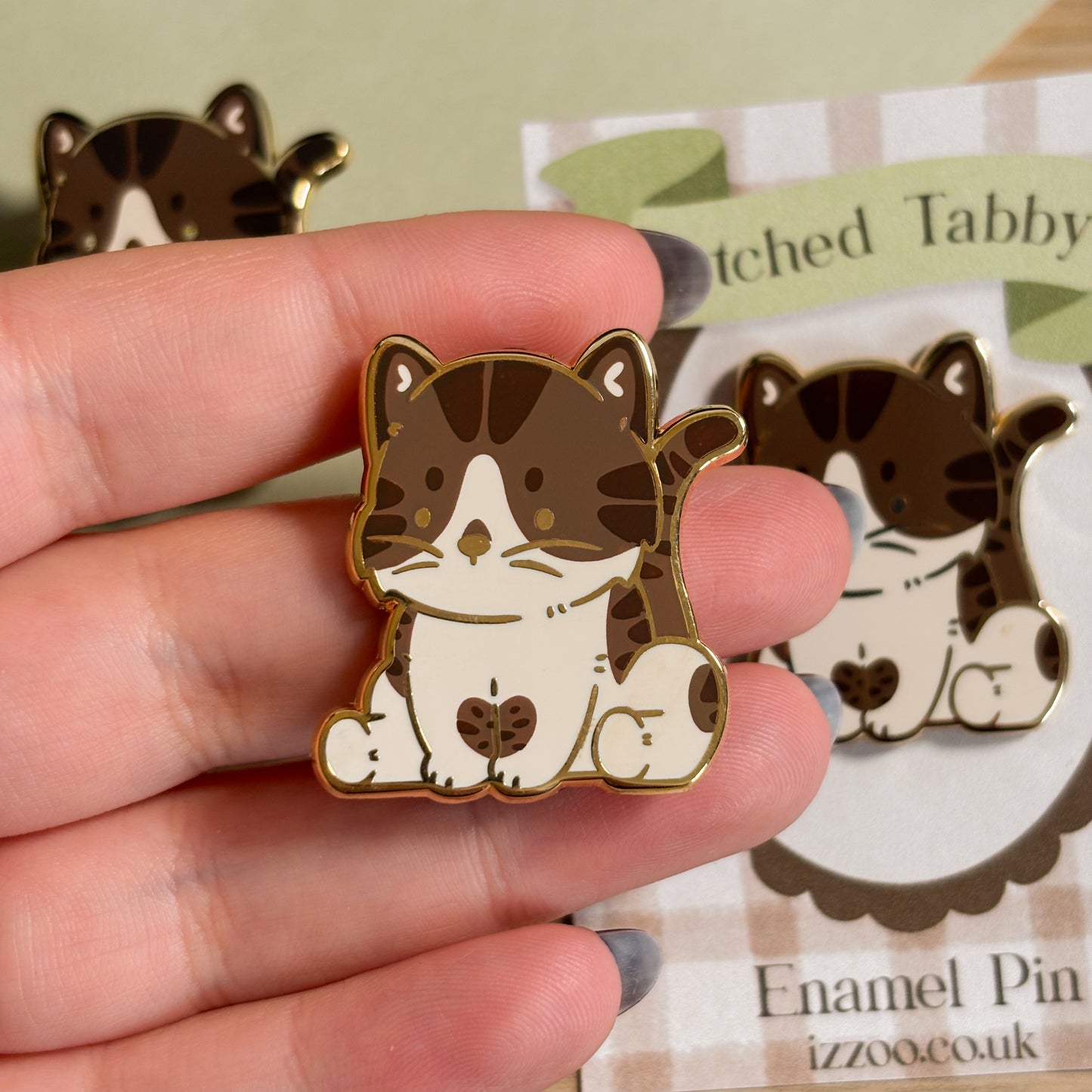 Brown Patched Tabby Cat Enamel Pin