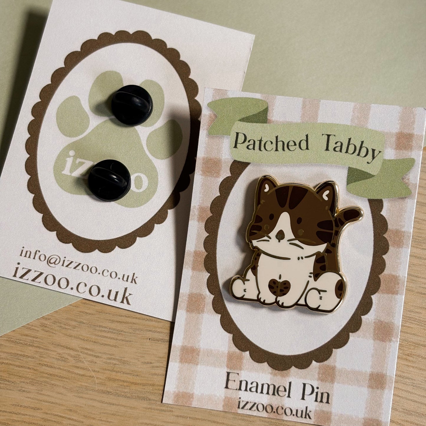 Brown Patched Tabby Cat Enamel Pin