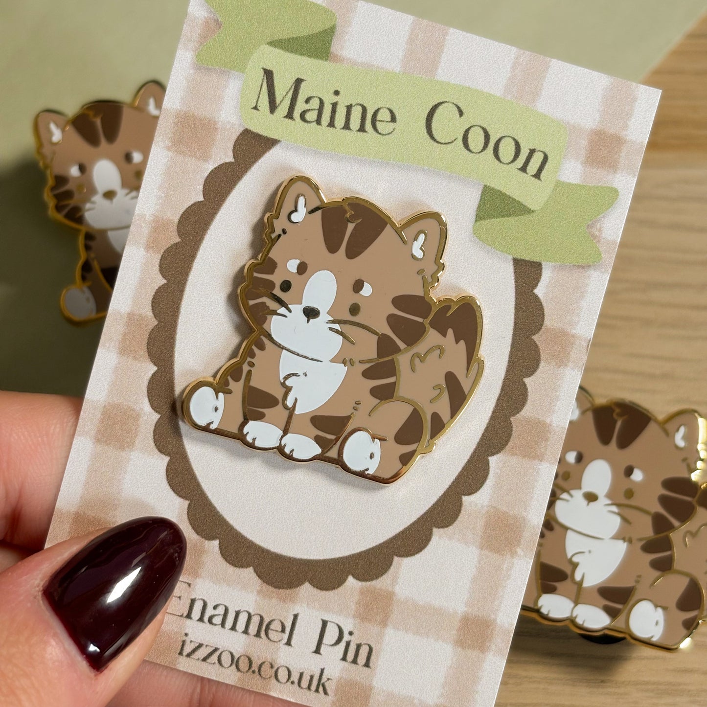 Grey Maine Coon Cat Enamel Pin
