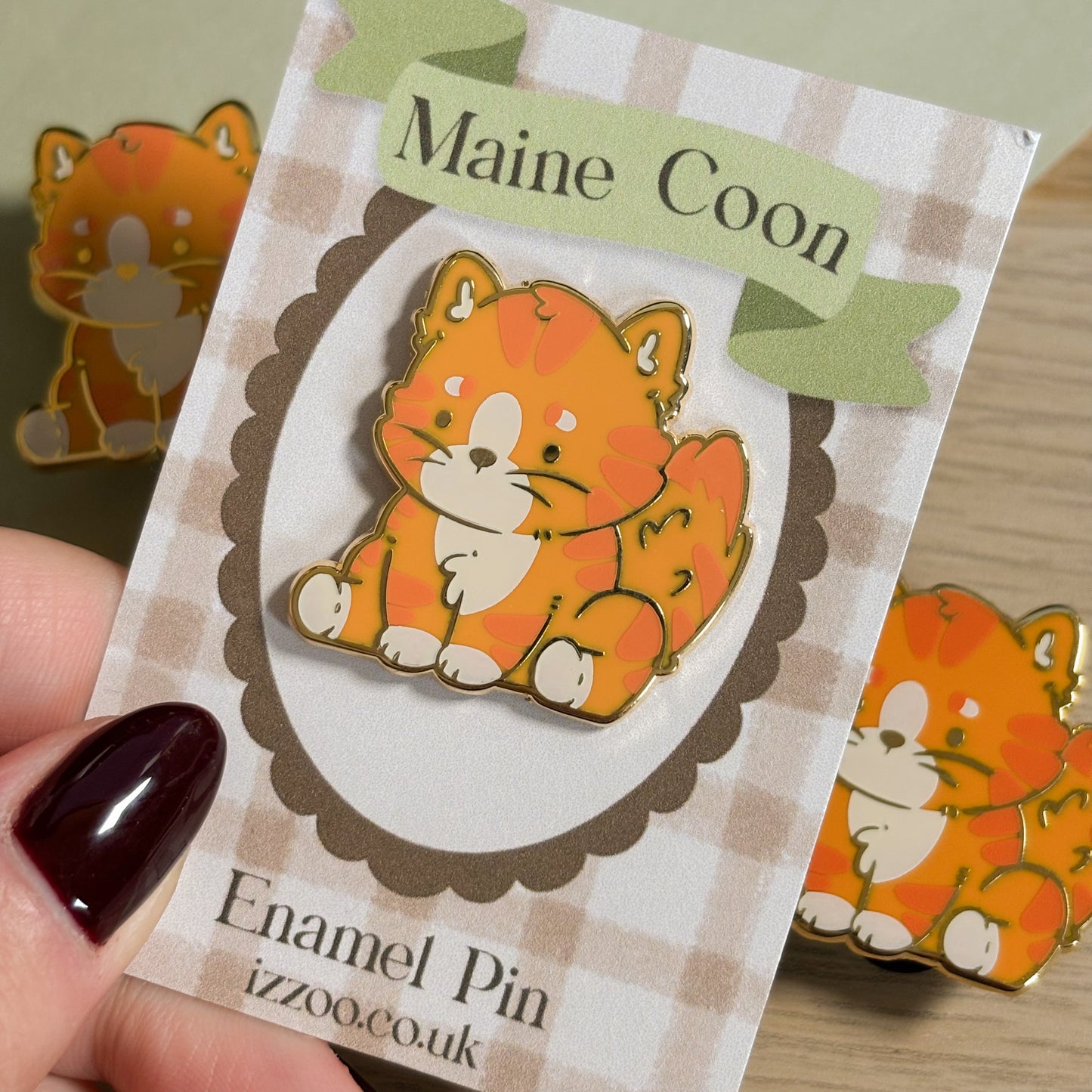 Orange Maine Coon Cat Enamel Pin