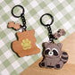 Raccoon Wooden Keychain